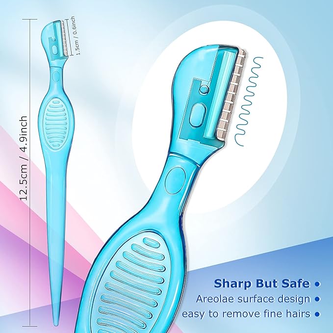 16 Pcs Small Eyebrow Razor for Women Portable Face Razors for Women Facial Hair Lip Trimmer Hair Shaving Removal Tool Dermaplaning Tool Eyebrow Shaver with Safety Cap for Makeup Face Care, 4 Colors