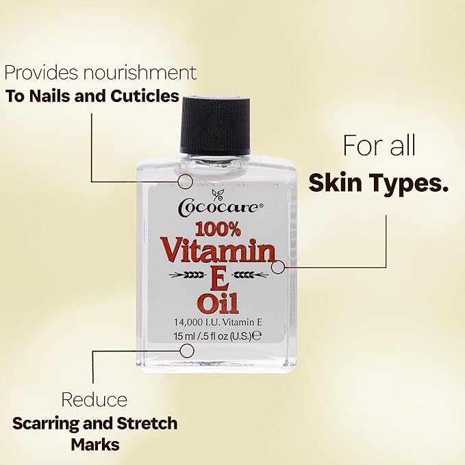 COCOCARE 100% Vitamin E Oil - Maximum Moisture for Dry Skin - 28000 I.U Wrinkle Reduction - 1 Fl Oz