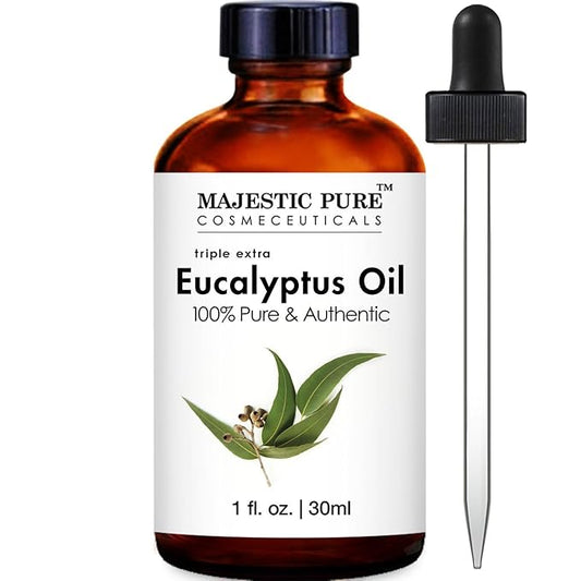 MAJESTIC PURE Eucalyptus Essential Oil | 100% Pure and Natural Eucalyptus Oil | Premium Grade Essential Oils for Hair Care, Home Diffusers, Skin, Aromatherapy, Massage and Humidifiers | 1 Fl Oz