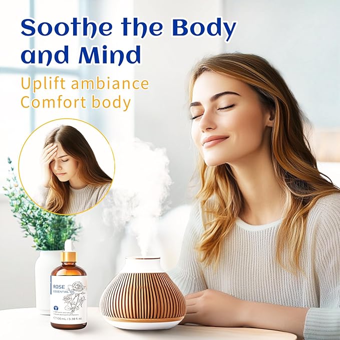 HIQILI Rose Essential Oil for Diffuser, Skin Care, Soap, Perfume & Candle Making - 3.38 Fl Oz