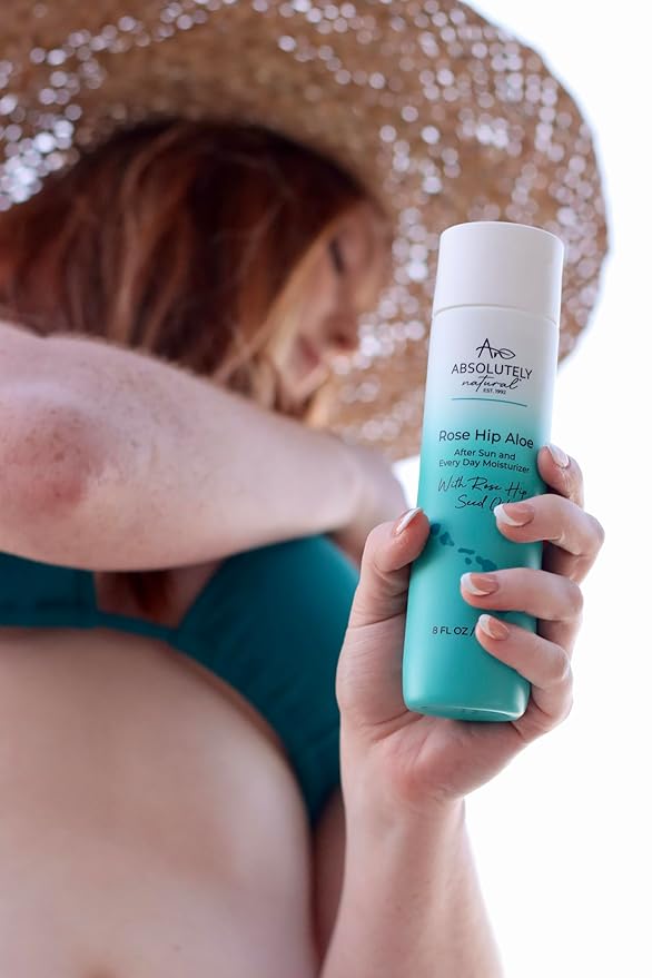 After Sun Lotion & Moisturizer with Aloe Vera, Rose Hip Oils, & Vitamin E | Helps Prevent Anti-Aging & Sunburn Relief - 8 Fl Oz