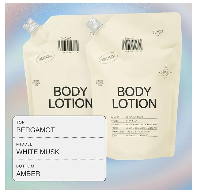 DedCool Xtra Milk Body Lotion Refill – Lightweight, Deeply Hydrating Formula with Ceramides, Snow Mushroom, and Meadowfoam Oil | Non-Toxic, Vegan, Carbon-Neutral