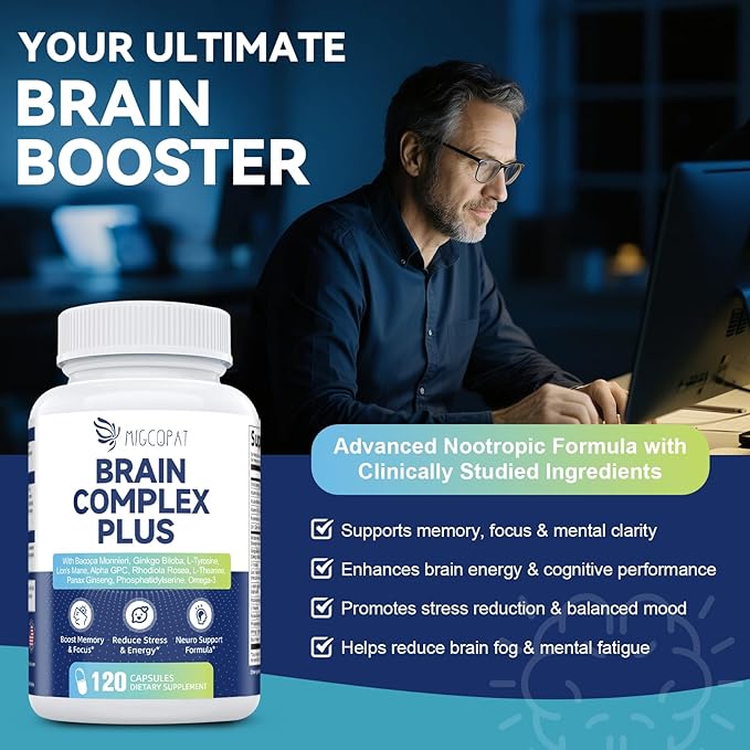 Hair Skin and Nails Vitamins & Brain Supplements for Memory & Focus