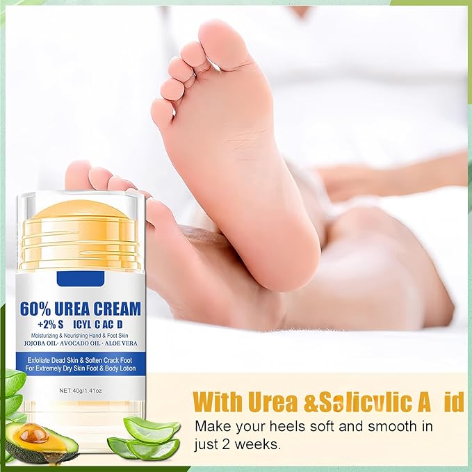 2Pcs 60% Urea Foot Cream Set, Hydrating Lotion Stick Balm, Hand and Foot Cream Urea Moisturizer, Moisturizing Cream 60 Percent for Feet Maximum Strength, 40G Each