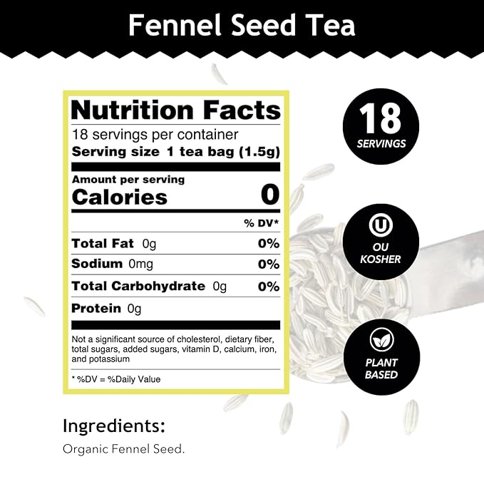 Buddha Teas - Organic Fennel Seed Tea - Herbal Tea - For Health & Digestion - USDA Certified - Clean Ingredients - OU Kosher - 18 Tea Bags (Pack of 1)