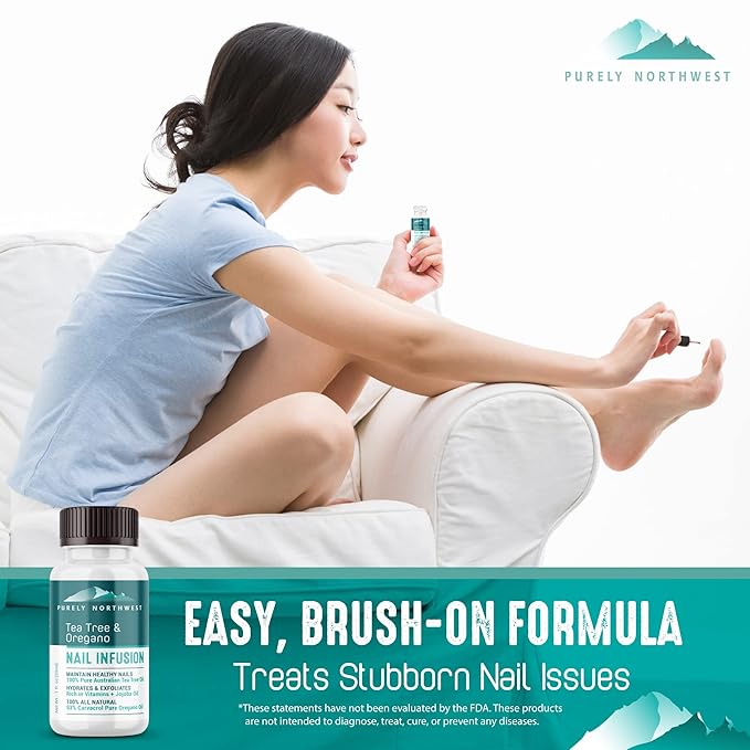 Extra Strength-Toenail Solution-100% All Natural-Tea Tree & Oregano-Effective for Thick, Discolored & Cracked Nails-Softens Dry Cracked Nails & Cuticles-by Purely Northwest 1oz