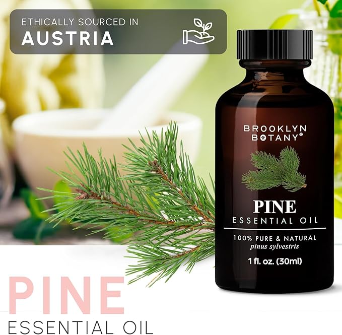 Brooklyn Botany Pine Essential Oil – 100% Pure and Natural – Premium Grade Oil with Dropper - for Aromatherapy and Diffuser - 1 Fl Oz