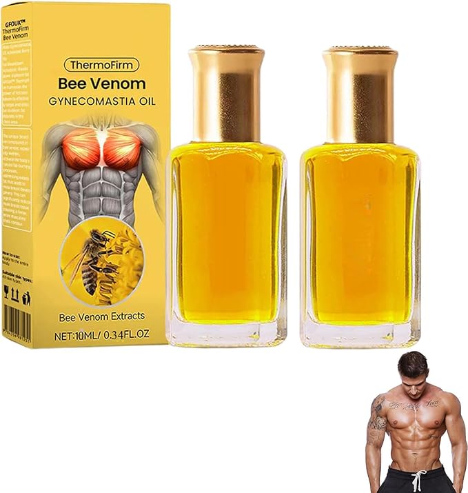 ThermoFirm Bee Venom Gynecomastia Oil, 2025 New Chest Muscles Bee Venom Oil,Strengthen The Chest Muscles (2 Bottle)