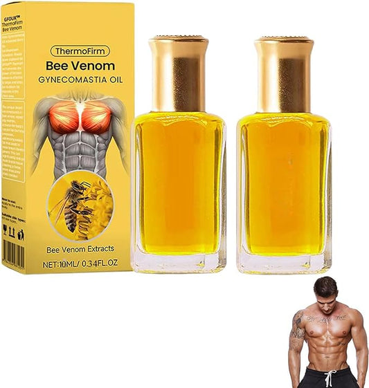 ThermoFirm Bee Venom Gynecomastia Oil, 2025 New Chest Muscles Bee Venom Oil,Strengthen The Chest Muscles (2 Bottle)