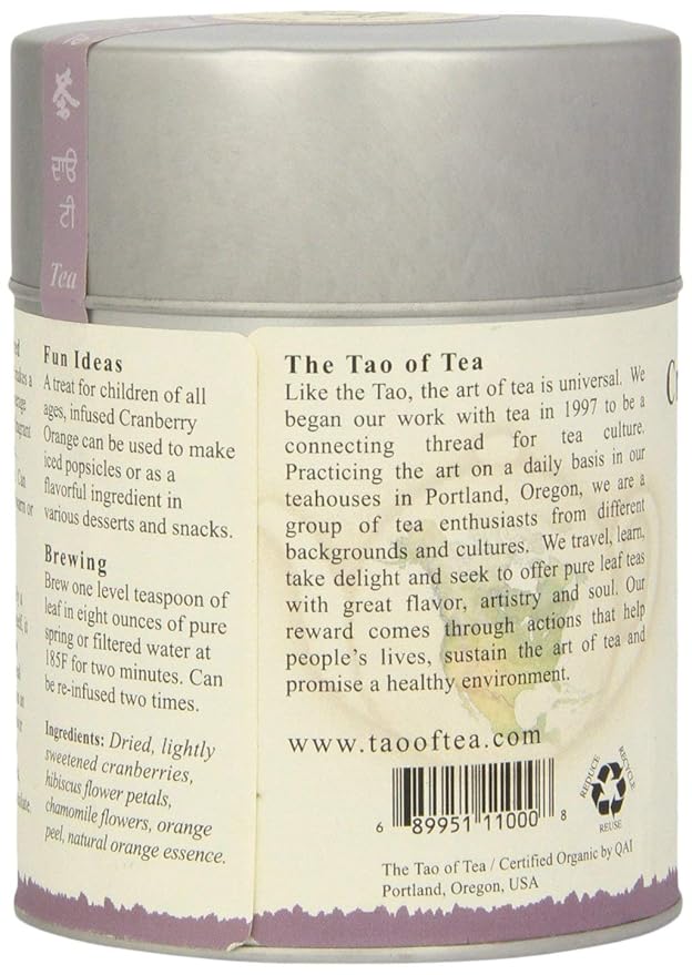 The Tao of Tea, Cranberry Orange Herbal Tea, 4 Ounce Tin