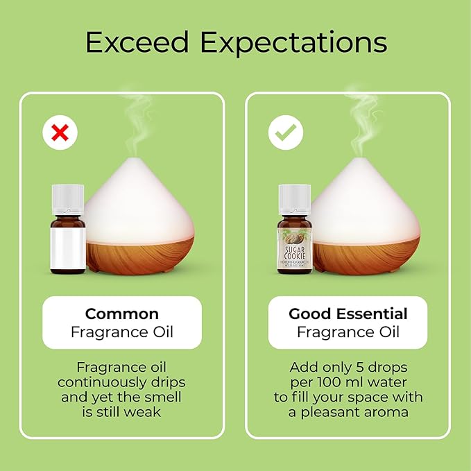 Good Essential Professional Sugar Cookie Fragrance Oil 10ml for Halloween, Diffuser, Candles, Soaps, Lotions, Perfume 0.33 fl oz - Scent for Soaps - Sugar Cookie Aromatherapy Oil