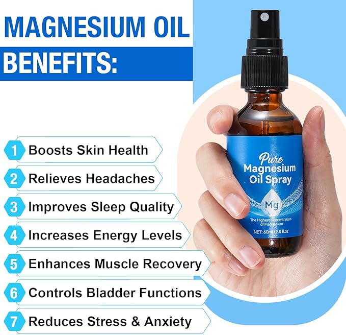 Magnesium Spray 2PACK, Pure Magnesium Chloride Oil Spray, Magical Magnesium Body Spray 2.02 fl.oz