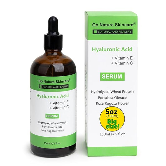 Hyaluronic Acid Serum (5oz) – 100% Pure Hyaluronic Serum for face & Anti-Aging Formula for Face – Wrinkle Reduction, Brightening & Moisturizing with Vitamin C for All Skin Types