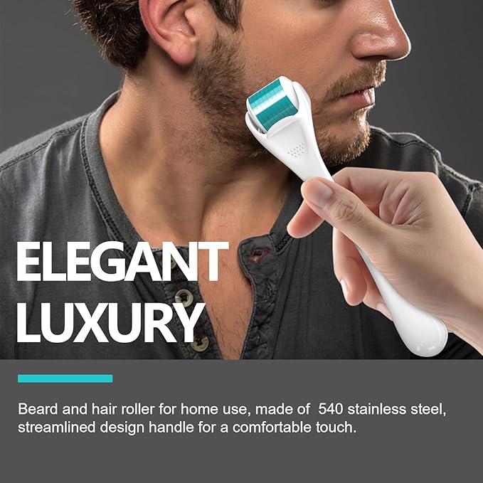 Derma Roller Beard Roller Microneedling Micro Needles Skin Face Roller 540 Stainless Steel for Hair Beard Facial Skin Face 540 Home Use with Storage Case