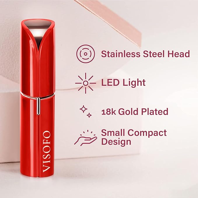 Facial Hair Removal for Women | Electric Razor Device Small Mustache Dermaplaning Remover Tools Tweezers Epilator Trimmer Face Dermaplane Shavers Beauty Gadgets Set Accessories by VISOFO (Rubin)
