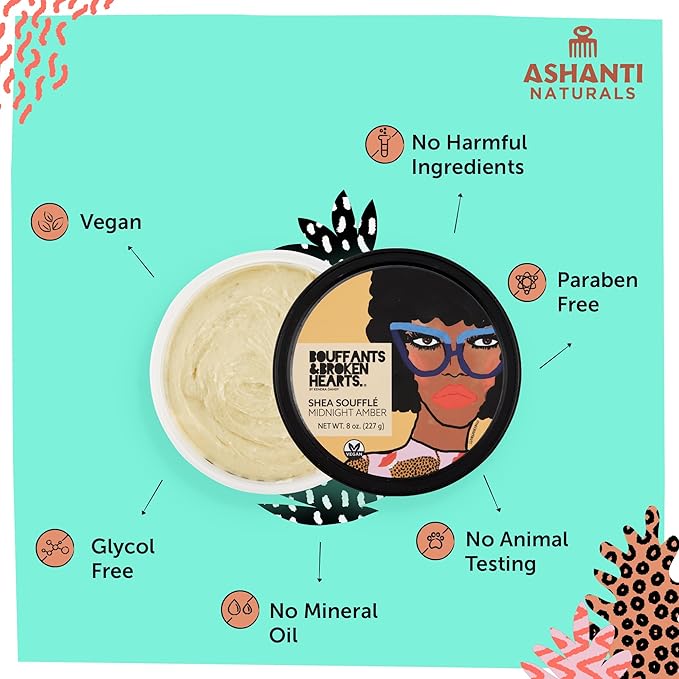 Bouffants Bundle - African Black Soap (8oz) | Whipped Shea Butter Souffle (Midnight Amber)