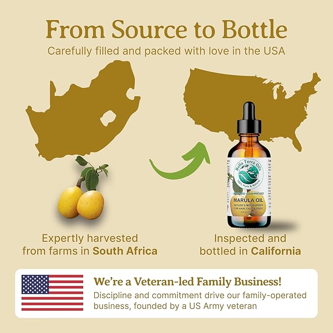 Bella Terra Oils - Marula Facial Oil 2 oz - Rich in Vitamin E & Omega Fatty Acids, Luxurious Oil for Radiant Skin, Cold-Pressed Essence