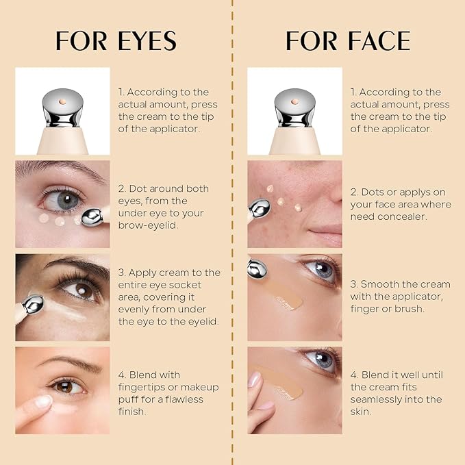 Mineral Sunscreen Eye Cream, 3-in-1 Anti-Aging Sunscreen Under Eye Treatment Cream, SPF 35, Mineral Concealer for Smooth Eyelines Cover Dark Circles, 01