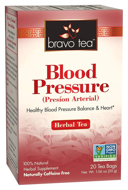Bravo Tea Blood Pressure Herbal Tea Caffeine Free, 20 Tea Bags, 6 Count