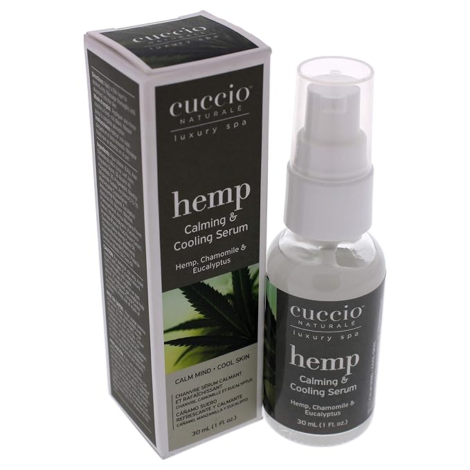Cuccio Naturale Hemp Calming And Cooling Serum - With Chamomile And Eucalyptus - Use On Pressure Points To Relax The Mind - Relieves Tension And Stress - Fatty Acids To Increase Hydration - 1 Oz