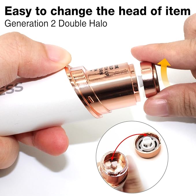 Facial Hair Remover Replacement Heads: Compatible with Finishing Touch Flawless Facial Hair Removal Tool for Women As Seen On TV 18K Gold-Plated Rose Gold (Generation 2 2pack)