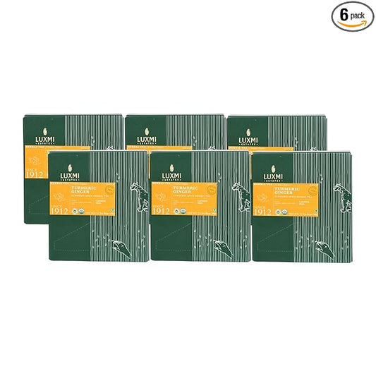 Luxmi Estates - Turmeric Time-Out - Organic Ginger Turmeric Tea - 90 Tea Bags (15ct x 6 Pack) | With Organic Turmeric, Ginger, Cardamom, Black Pepper | Great for Immunity and Healthy Response to Inflammation