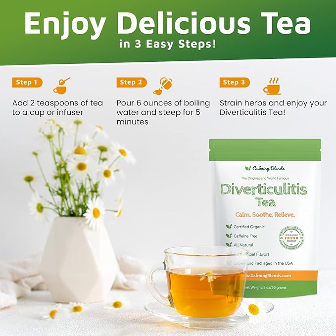 Calming Blends Diverticulitis Tea | All Natural, Caffeine Free, Digestive Health | 2 Pack