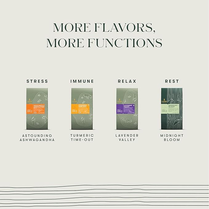 Luxmi Estates - Astounding Ashwagandha - Organic Ashwagandha Tea - 25 Tea Bags | With Ashwagandha, Turmeric, Ginger, Lemongrass & More | Perfect Stress Relief Tea