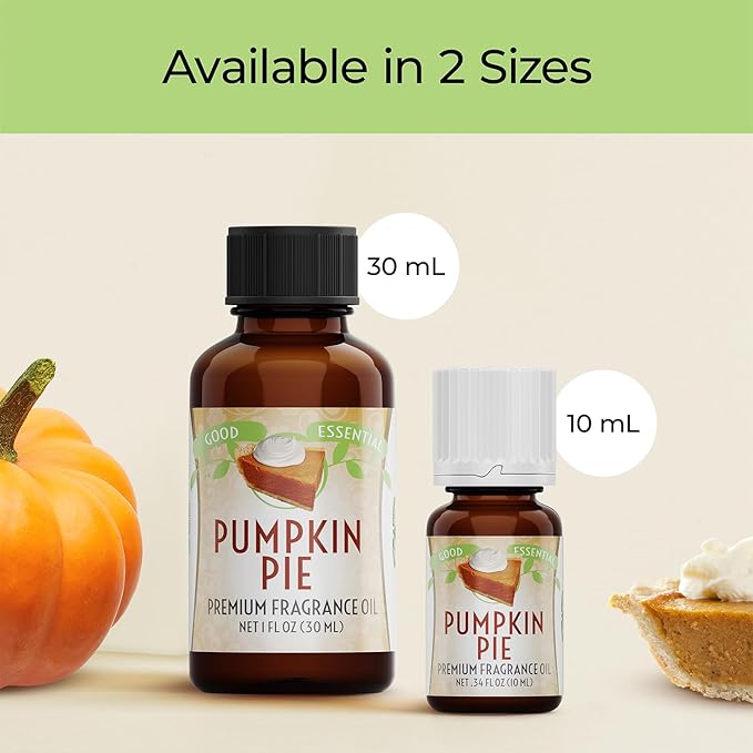 Good Essential Professional Pumpkin Pie Fragrance Oil 10 ml for Halloween, Candles, Soaps, Lotions, Perfume 0.33 fl oz - Pumpkin Scent for Candles & Diffusers