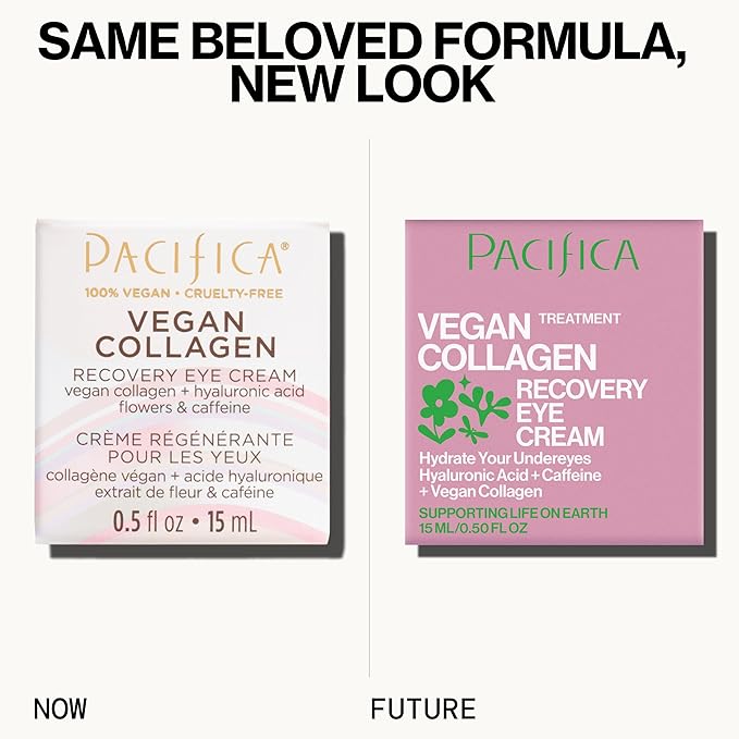 Pacifica Beauty, Vegan Collagen Overnight Recovery Eye & Face Cream, Hyaluronic Acid, Caffeine, Vitamin C & E, Hydrating & Moisturizing Skin Care for Aging and Dry Skin, 15ml - 0.5 fl oz