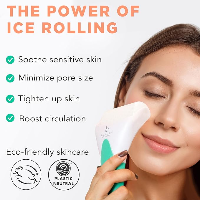 Beauty by Earth Ice & Rose Quartz Roller for Face - Face Massager Skin Care Tools with Small Eye Roller for Puffy Eyes