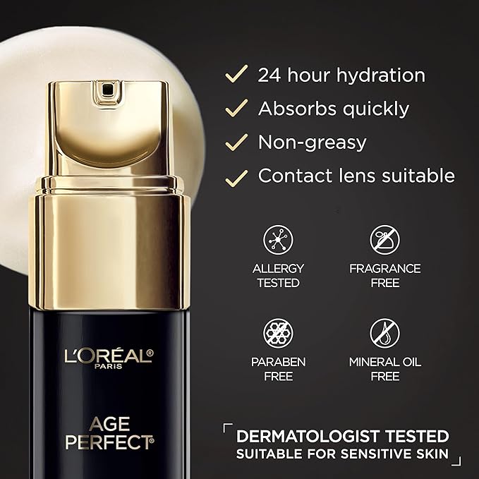 L'Oreal Paris Age Perfect Anti-Aging Under Eye Cream, Vitamin E, Antioxidants, Reduces Dark Circles, Puffiness, Age Perfect Cell Renewal, sensitive skin, Dermatologist Tested, Paraben Free, 1.7 fl oz