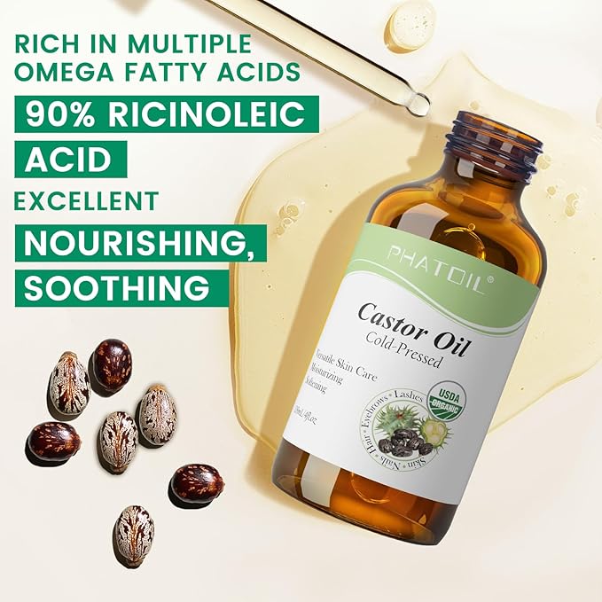 Castor Oil Organic Cold Pressed 118ML and Basil Body Oil 260ML