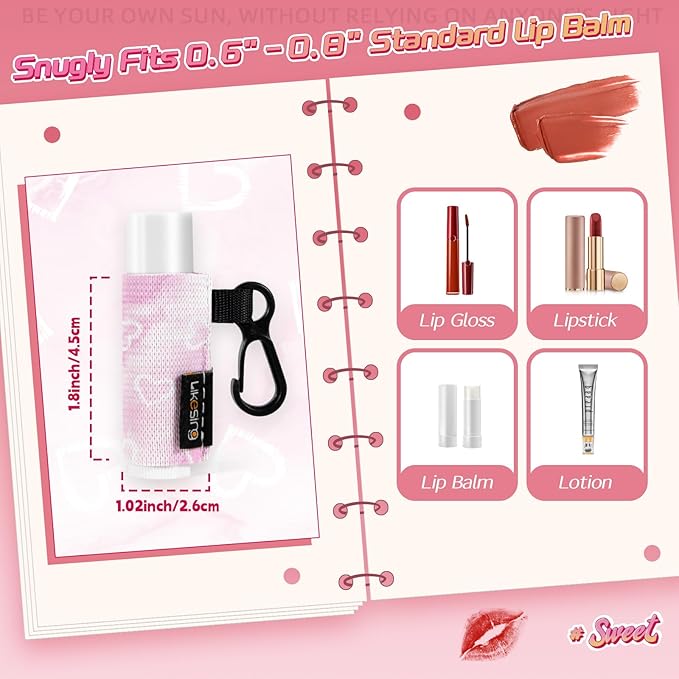 Chapstick Holder Key Chain, Lip Balm Holder for Chapstick Lip Gloss, Elastic Sleeve Chapstick Keychain Holder for Keys Purse Lanyard Gift for Women Girls (Marble, 4pcs)