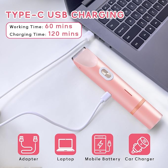 2025 New Electric Womens Shaver, 2-in-1 Body Shaver & Bikini Trimmer for Women, Waterproof Wet & Dry Use Body Hair Electric RazorTrimmer for Bikini Underarm Leg Arm Body Face (Pink)