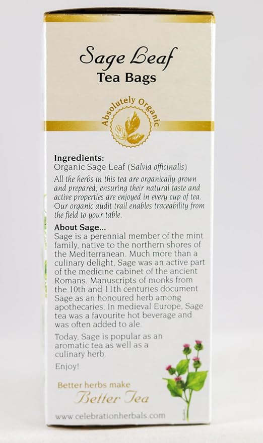 CELEBRATION HERBALS Sage Leaf Organic 24 Bag, 0.02 Pound
