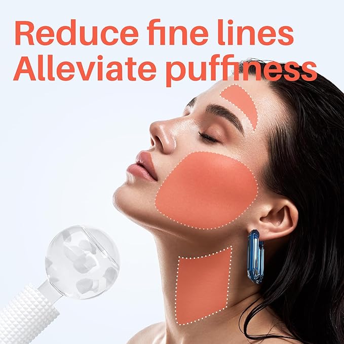 Ice Globes & Ice Roller for Face and Eyes - Facial Massage Tools for Skin Care, Reduce Wrinkles & Puffiness, Cooling Globes & Roller Ball for Glowing Skin (White/2PCS)