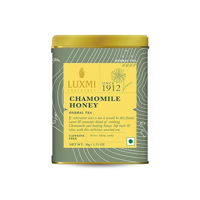 Luxmi Estates - Chamomile Honey Herbal Tea - 50g (25 Cups) | Certified Organic Tea | Caffeine-Free