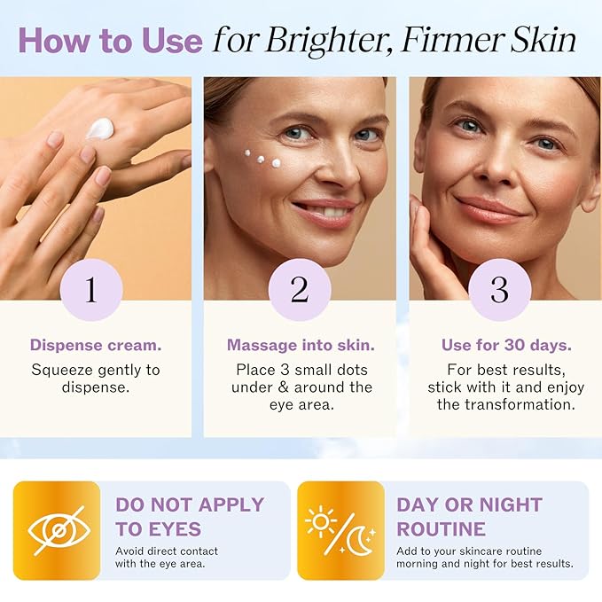 LilyAna Naturals Eye Cream for Dark Circles and Puffiness, Under Eye Cream for Wrinkles and Bags, Anti Aging - helps Improve Dryness; for Sensitive Skin - 1.7 oz - Made in USA