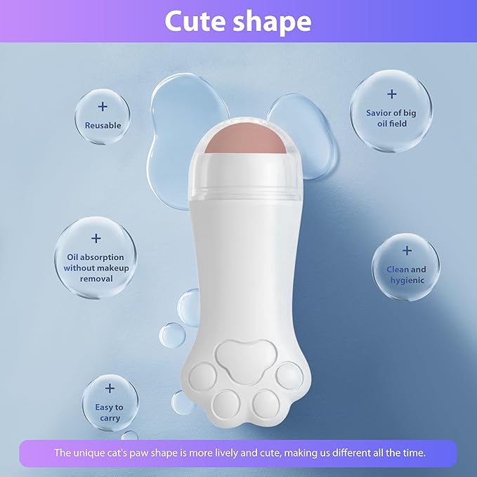 Face Roller oily skin oil absorbing massage tool, natural volcanic stone reusable facial skin care tool 2 packs，easy to carry, control the oiliness of the face (pink)