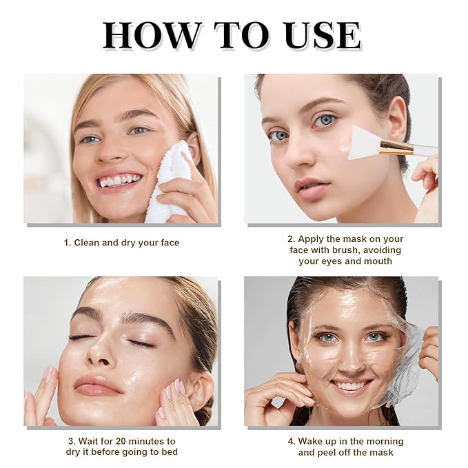 Collagen Night Wrapping Mask,Collagen Mask for Women Peel off Face Mask Overnight for Elasticity & Hydration,Reduces Sagging, Elasticity & Hydration Care, 3.38fl.oz (Brush Included)