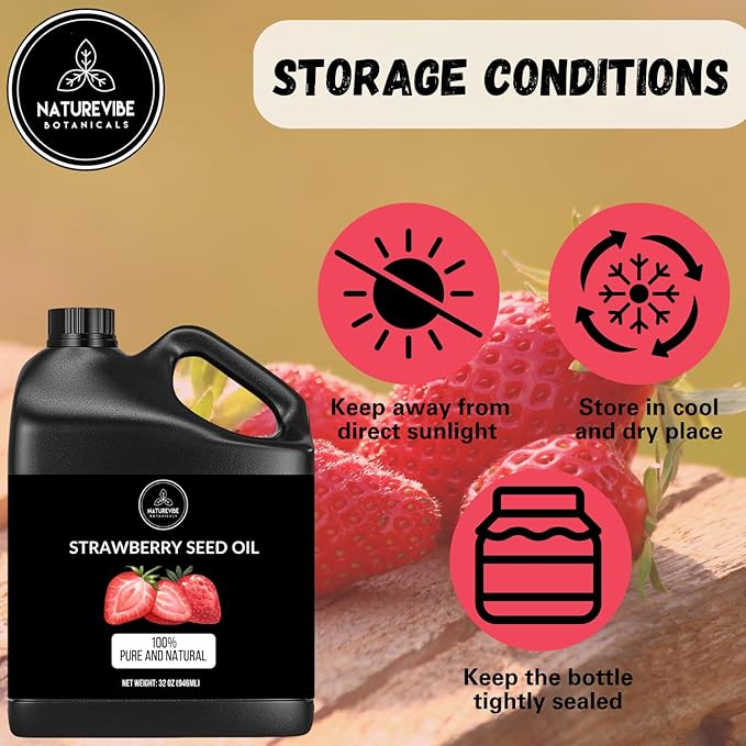 Naturevibe Botanicals Strawberry Oil 32 Ounces | 100% Pure and Natural | Great for Skin Care and Hair Care