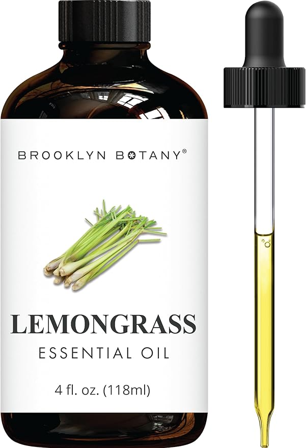 Brooklyn Botany Lemongrass Essential Oil - Huge 4 Fl Oz - 100% Pure and Natural - Premium Grade with Dropper - for Aromatherapy and Diffuser