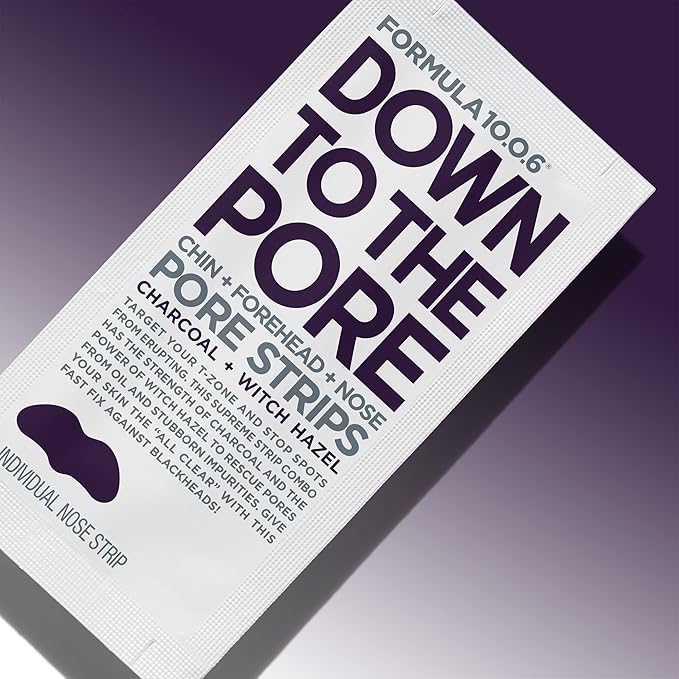 FORMULA 10.0.6 - Down to the Pore Strips - Pore Cleansing Strips, Removes Blackheads & Clears Clogged Pores, 6 Count