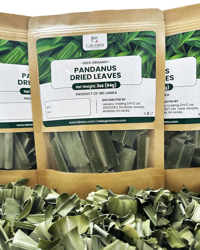 Laksaru 2 oz - 56g - Dried Pandan Leaves (Pandanus) – Natural Flavoring for Asian Cuisine, Desserts & Herbal Tea - Product from Sri Lanka