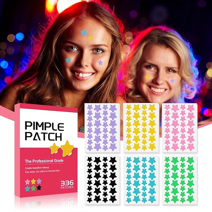 Star Pimple Patches for Face Star Acne Patches Starface Pimple Patch With 6 Colors 2 Sizes 336 Count, Zit Patches Hydrocolloid Patch Cute & Effective Pimple Stickers for Blemish Protection Tools Kit
