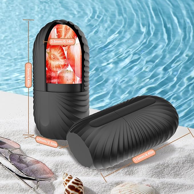 Ice Face Roller, Silicone Facial Ice Roller, Reusable Skin Care Massager Tools for Relieve Puffiness, Tighten Skin, Shrink Pores Shell Black