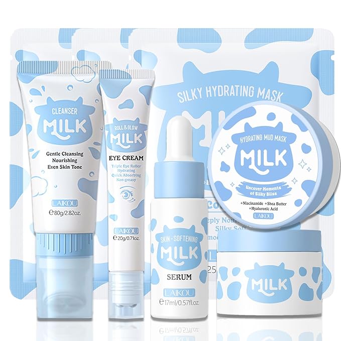 Milk Skincare For Girls 10-12, Milk Extract Set Skin Care For Teens 10-12, Skin Care For Kids Travel Size Set For Daily Use, Hydrating, Gentle, Natural, Moisturizing, Skin Care For Kids 8-9
