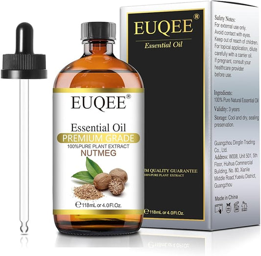 Nutmeg Essential Oil 118ML Large Capacity Nutmeg Oil Premium Aromatherapy Essential Oils with Glass Dropper for Candle Making, Soap Making-4oz