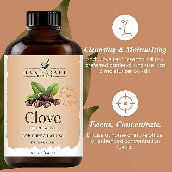Handcraft Blends Clove Essential Oil - Huge 4 Fl Oz - 100% Pure and Natural - Premium Grade Essential Oil for Diffuser and Aromatherapy